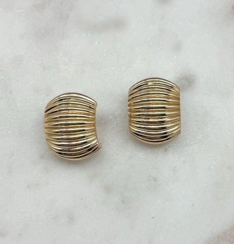 A photo of the Ridged Loaf Earrings in Gold product