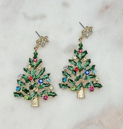 A photo of the Sparkling Tree Earrings product