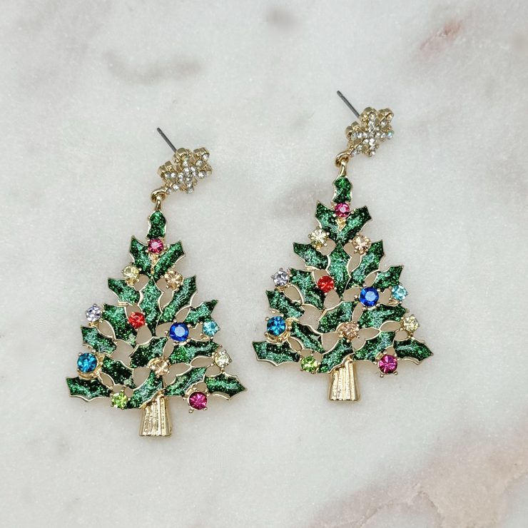 A photo of the Sparkling Tree Earrings product