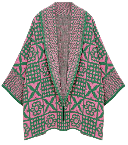 A photo of the Tile Pattern Knit Cardigan product