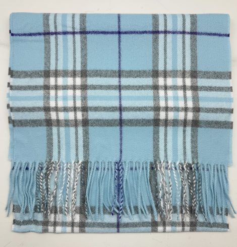 A photo of the Baby Blue Tartan Cashmere Feel Scarf product