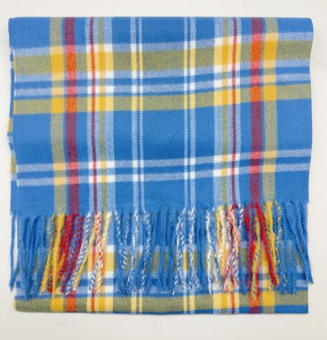 A photo of the Blue & Yellow Plaid Cashmere Feel Scarf product