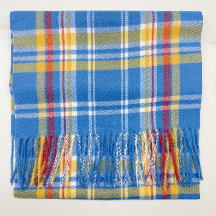 A photo of the Blue & Yellow Plaid Cashmere Feel Scarf product