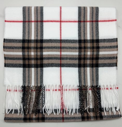 A photo of the Cream Tartan Cashmere Feel Scarf product