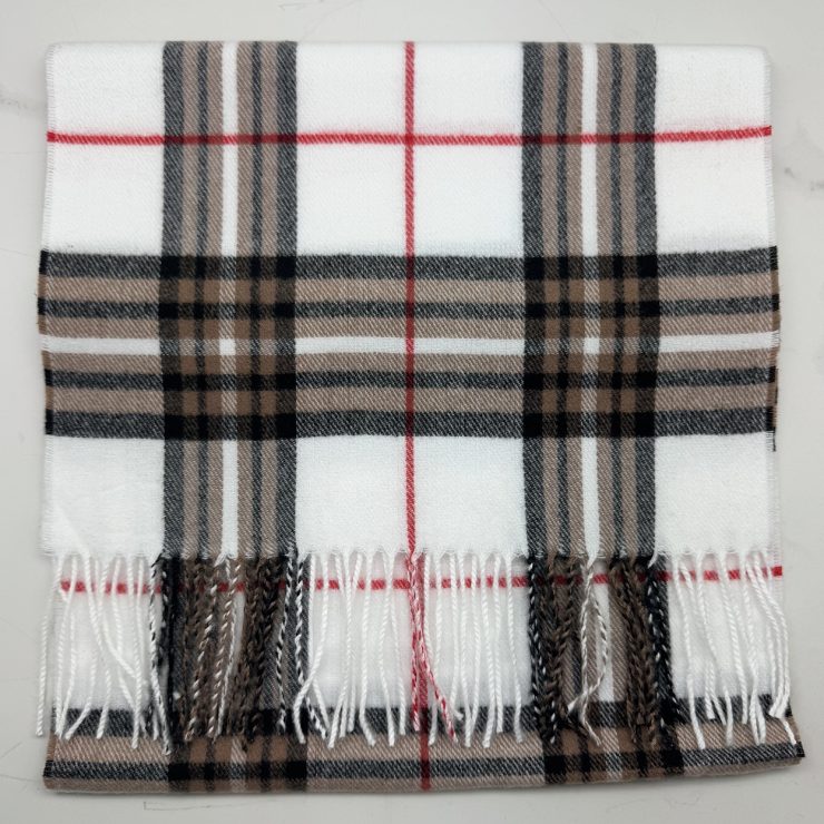 A photo of the Cream Tartan Cashmere Feel Scarf product