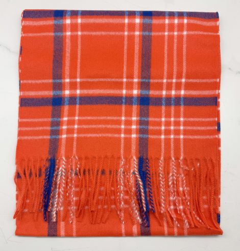 A photo of the Orange & Blue Plaid Cashmere Feel Scarf product