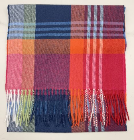 A photo of the Pink & Navy Plaid Cashmere Feel Scarf product