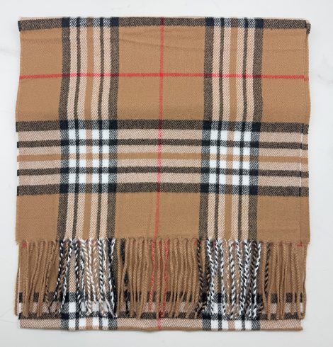 A photo of the Tan Plaid Cashmere Feel Scarf product