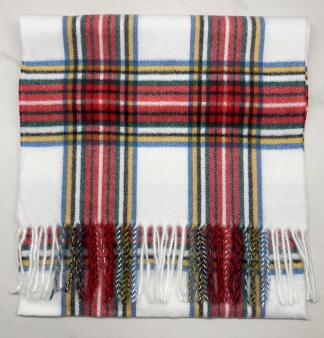 A photo of the White Tartan Plaid Cashmere Feel Scarf product