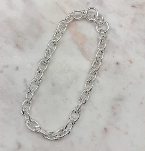 A photo of the Silver Textured Chain Link Necklace product